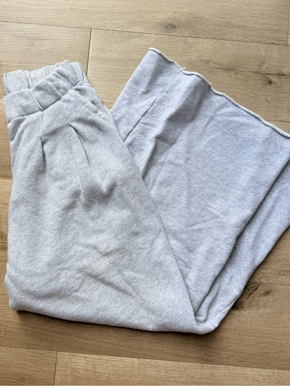 Aerie New Heights Wide Leg Trouser Sweatpants XS Short Gray Pleated High Rise